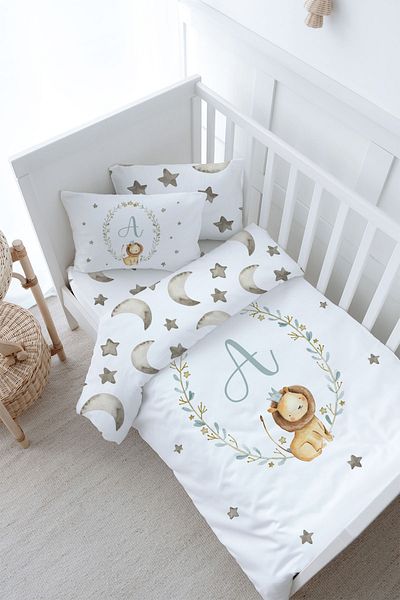 Tuğba Kuğu Little Lion Series Baby Duvet Cover Set - 100X150 Letter a