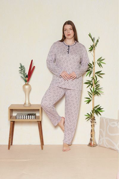 Pyjama Familya Women's Plus Size Thin Long Sleeve Pajama Set