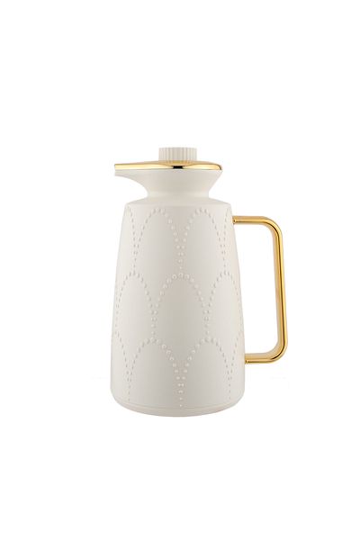 ALSAIF 2 Pieces Coffee And Tea Vacuum Flask Set Size: 1.0/1.0 L Color: White/gold