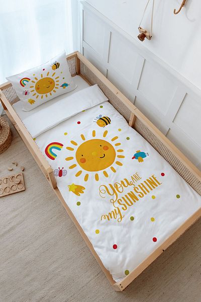 Tuğba Kuğu Montessori 100X200 Duvet Cover Set - Baby Series - Smiling Pastel Sun