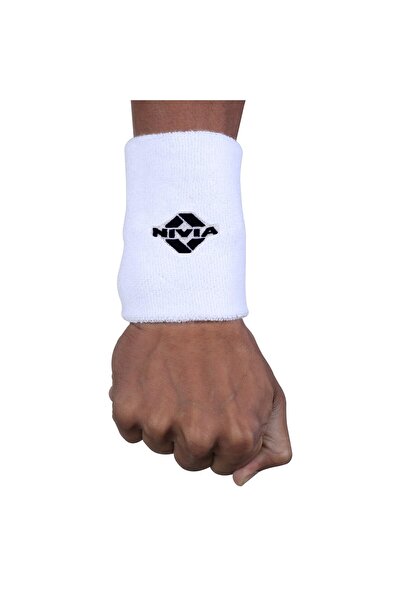 Nivia Wrist Band Wb01 (L, WHITE) – Non-slip, Stretchable & Sweat-absorbent Sports Wristbands