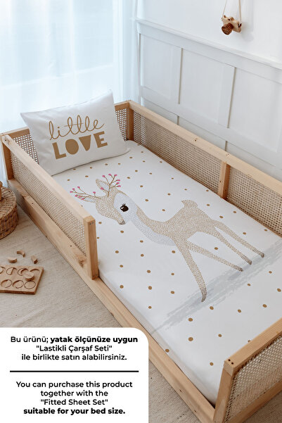 Tuğba Kuğu Montessori Nevresim Takımı (100x200) - Iconic Serisi - Çiçek Boynuzlu Geyik