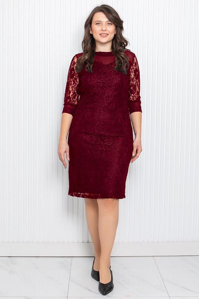 DENİMİNİ Lace Midi Length Slim Fit Plus Size Evening Dress Dnm3093