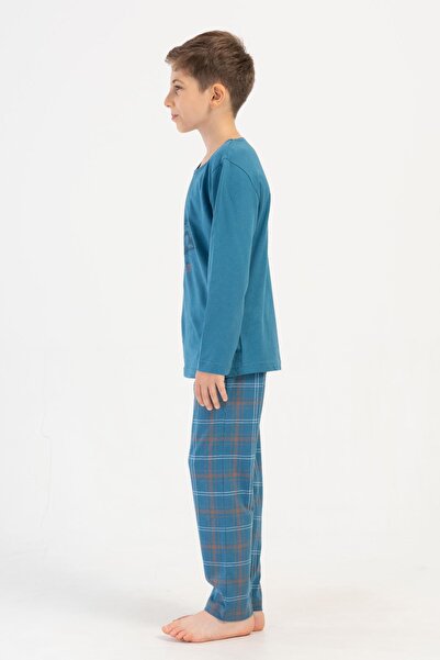 VİENETTA Boy's Long Sleeve Blue Pajamas Suit C9T3N1O504