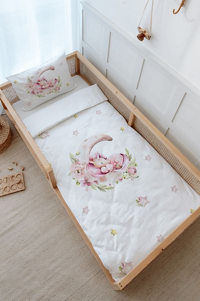 Tuğba Kuğu Montessori Duvet Cover Set (100X200) - for Baby Series - Unicorn Sleeping on the Moon