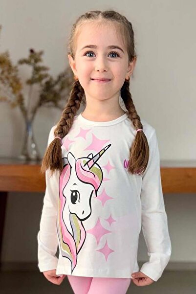 Riccotarz Girl's Pink Tights Set with Stars and Unicorn Print