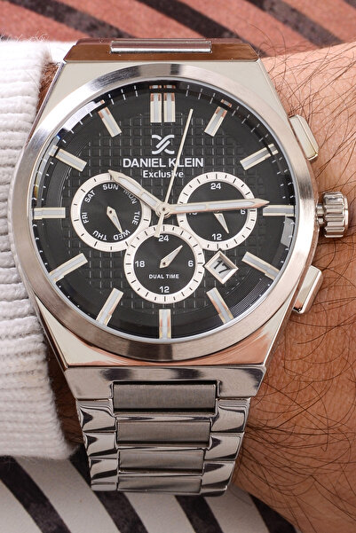 Daniel Klein Erkek Siyah Kadran Exclusive Multi Fonksiyonel 5 Atm Metal Kordo...