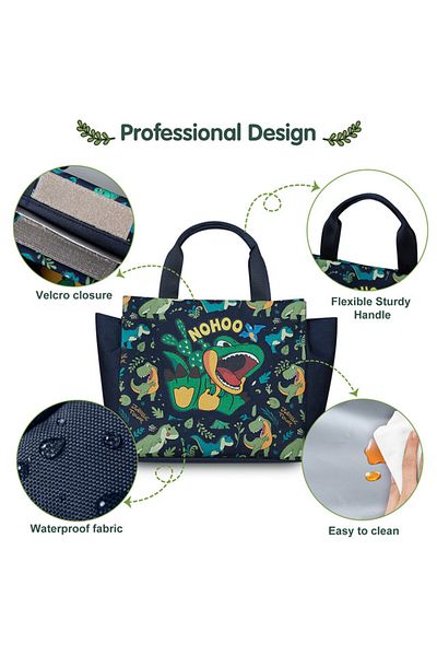 Nohoo Nohoo Kids Tuition Bag / Hand Lunch Bag Dino - Green
