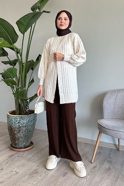 InStyle سترة صوفية منسوجة من القطيفة من إكرو