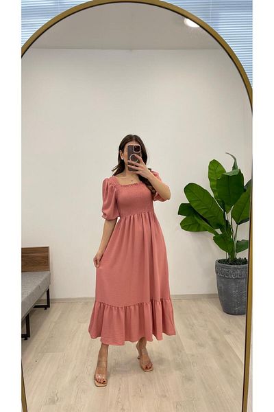 Nazline Women's Gipeli Short Sleeve Ayrobin Long Dress