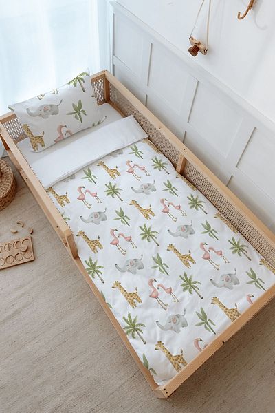 Tuğba Kuğu Pink Safari Animals Montessori Duvet Cover Set - 100X200 Iconic Series