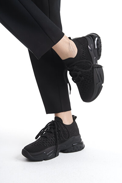 Limeo Pletené zboží Šněrovací perforovaná lesklá vysoká podešev Neformální dámské tenisky sportovní boty