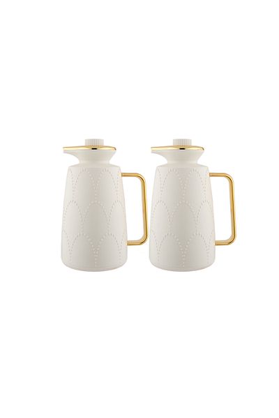 ALSAIF 2 Pieces Coffee And Tea Vacuum Flask Set Size: 1.0/1.0 L Color: White/gold