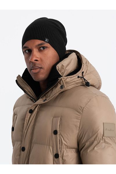 OMBRE Herren Wintermütze aus Baumwollstrick - schwarz V1 OM-ACWH-0124