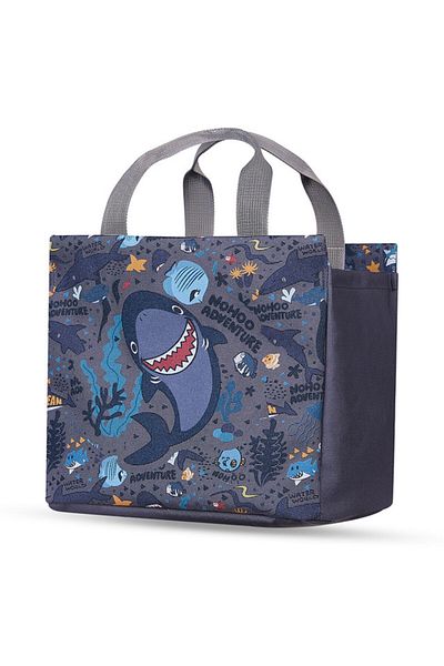 Nohoo Nohoo Kids Tuition Bag / Hand Lunch Bag Shark - Grey