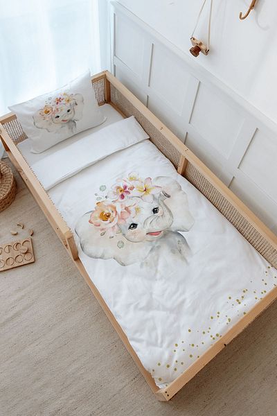Tuğba Kuğu Montessori Duvet Cover Set (100X200) - for Baby Series - Watercolor Elephant