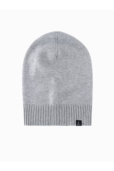 OMBRE Herren-Wintermütze aus Baumwollstrick - grau meliert V5 OM-ACWH-0124