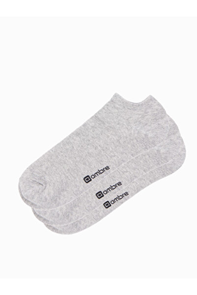 OMBRE Herren Fußsocken 3er Pack - grau meliert V3 OM-SOSS-0102 Einheitsgröße