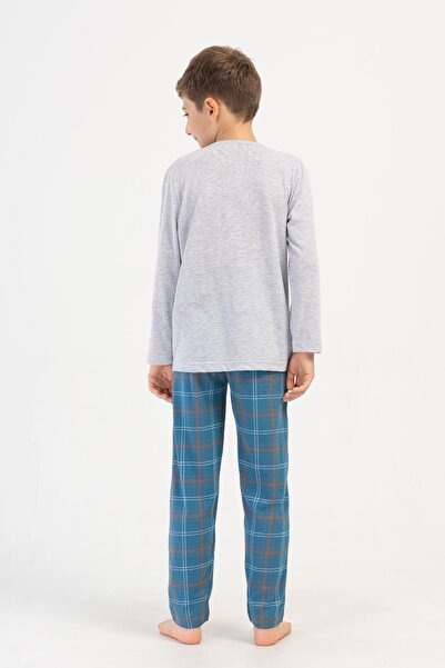 VİENETTA Boy's Long Sleeve Gray Melange Pajama Suit C9T3N1O504