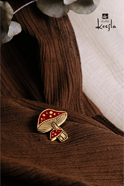 Studio Keefla Fungastic Mantar Broş- Metal Enamel Pin Tasarım Yaka İğnesi Rozet Takı Hediyelik Aksesuar