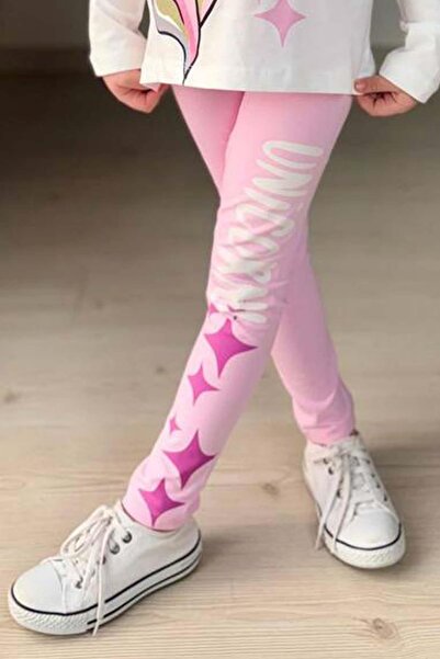Riccotarz Girl's Pink Tights Set with Stars and Unicorn Print