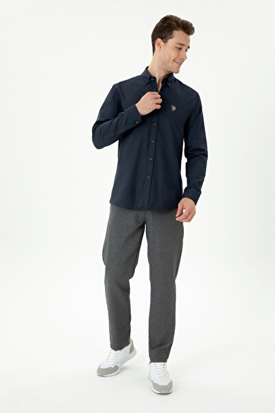 U.S. Polo Assn. Чоловіча темно-синя сорочка з довгими рукавами 50276312-VR033