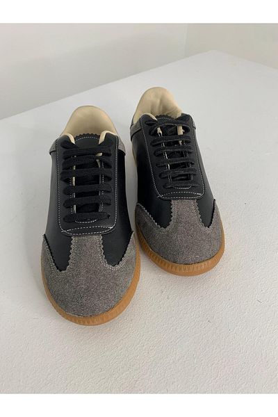 Beyond Negru Gri Suede - Pantofi de damă din piele cu șireturi Byndamd01