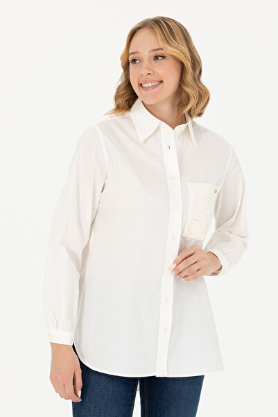 U.S. Polo Assn. قميص نسائي بأكمام طويلة إكرو 50271446 -VR019