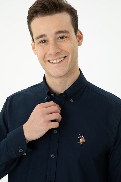 U.S. Polo Assn. Мъжка тъмносиня риза с дълъг ръкав, базова 50271277-VR033