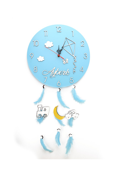 Lora Wedding ساعة حائط خشبية لغرفة الأطفال والرضع مقاس 35 سم مع مجسمات بارزة