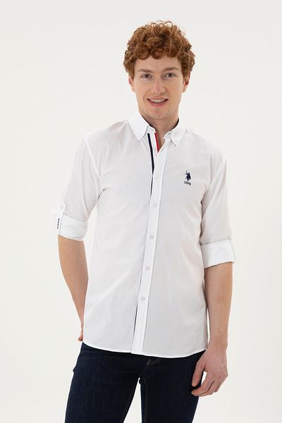 U.S. Polo Assn. Ανδρικό λευκό μακρυμάνικο πουκάμισο 50288312-VR013