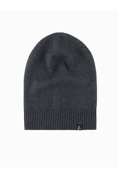 OMBRE Herren-Wintermütze aus Baumwollstrick - Graphitmeliert V2 OM-ACWH-0124