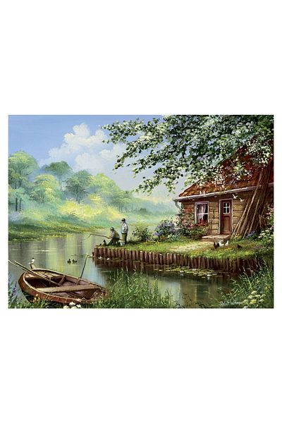 Art Puzzle 5071 Model 500 Piece Evening Fishing Rod