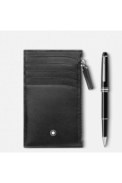 Montblanc طقم قلم حبر مطلي بالبلاتينيوم وحامل بطاقات 5 سم مكعب 130449