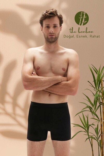 ERDEM İÇ GİYİM Weweus Black Ανδρικό Super Thin Natural Bamboo Luxury Boxer 1012