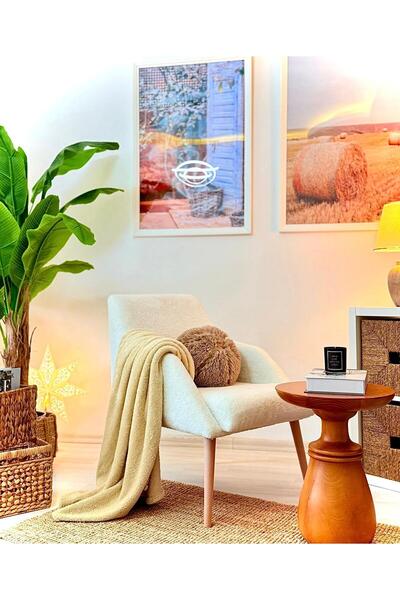 WEBPANYA Relax Berjer Ahşap Ayaklı Kırık Beyaz Rengi Berjer Koltuk