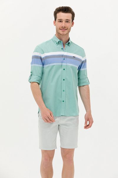 U.S. Polo Assn. Ανδρικό πράσινο μακρυμάνικο πουκάμισο 50263896-VR054