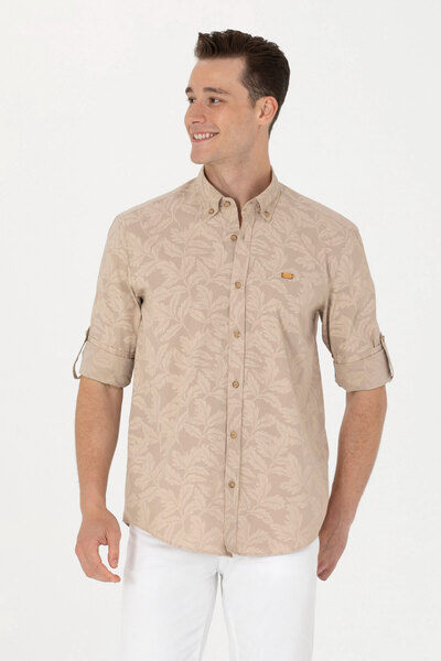 U.S. Polo Assn. Erkek Camel Uzun Kollu Gömlek 50263598-VR015