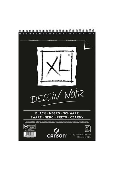 Canson 400039087 A3 Black Drawing Notebook - 150 Gr.40 Yp.