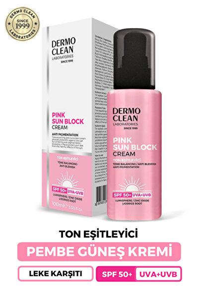 Dermo Clean PINK SUN BLOCK CREAM TON EŞİTLEYİCİ LEKE KARŞITI PEMBE GÜNEŞ KREMİ (SPF 50+) 100 ML