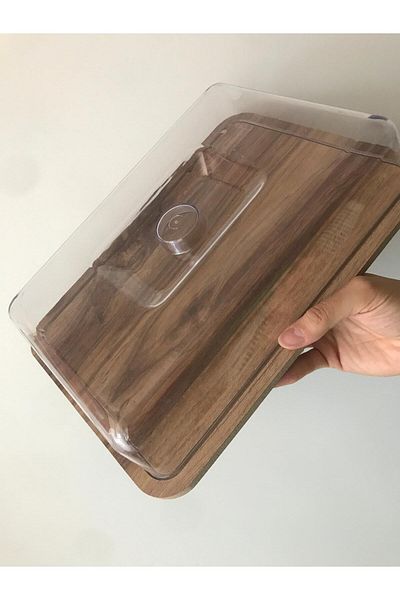 Home Cake Dish Rectangular with Wooden Bottom