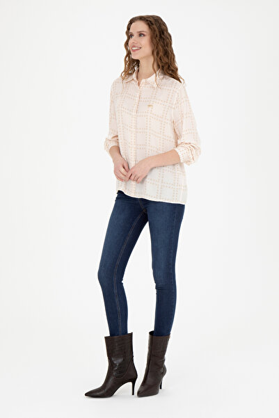 U.S. Polo Assn. Long Sleeve Stone Colored Women's Shirt - 50272837 -Vr049