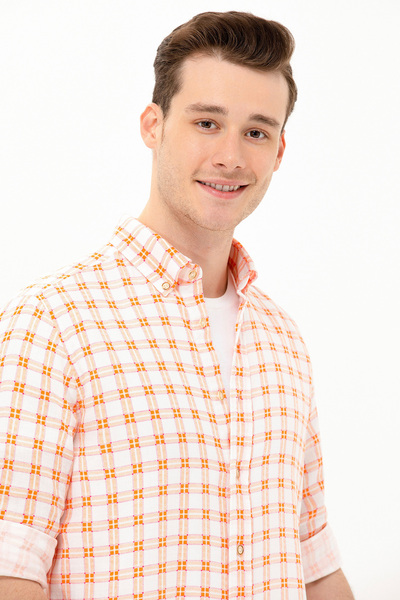 U.S. Polo Assn. Erkek Kareli Kiremit Gömlek 50263337-VR031