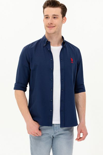 U.S. Polo Assn. Мъжка тъмносиня базова риза с дълъг ръкав 50262932-VR033