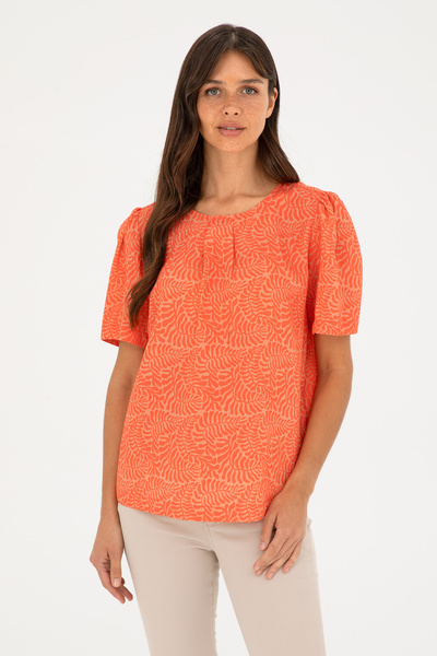 U.S. Polo Assn. قميص نسائي بأكمام قصيرة على شكل زهرة الرمان 50283582-VR239