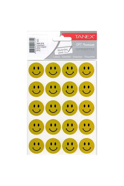 Tanex Tnx-314 25mm - Yellow Hologram Smiling Face Sticker 2 Pack