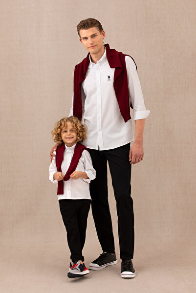 U.S. Polo Assn. Ανδρικό λευκό μακρυμάνικο πουκάμισο Basic 50277310-VR013