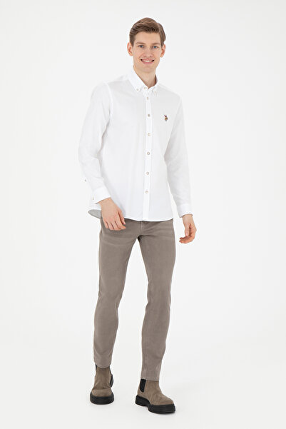 U.S. Polo Assn. Ανδρικό λευκό μακρυμάνικο πουκάμισο Basic 50271277 -VR013