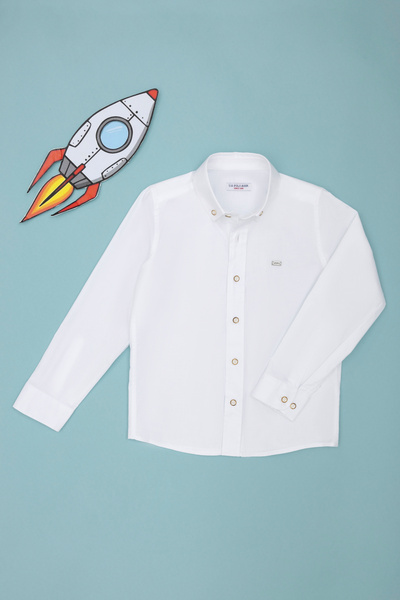 U.S. Polo Assn. White Long Sleeve Boy's Shirt - 50271304 -VR013