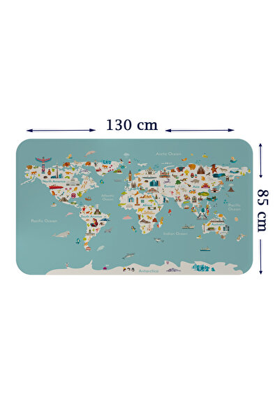 Eğitici Dünya Haritası Dünya Atlası Çocuk ve Bebek Odası Duvar Sticker-85x130-3786